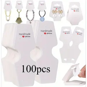 10pcs/100pcs Sturdy Self-Adhesive Jewelry Display Holder Cards - Perfect for Small Businesses, Conveniently Store Keychains, Earrings, Headbands, and Suspenders - Practical, Reusable, and Easy to Use Packaging Solution