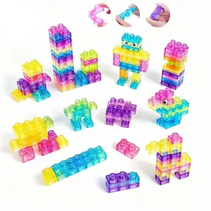 42 PCS Soft Touch Building Blocks, Colorful Stackable Cubes, Squeezable & Stretchable Stacking Toy, Early Learning Construction Set for Toddlers, Helps Relieve Stress & Fidget, Birthday Children's Day Gift Choice for Boys Girls Ages 3+