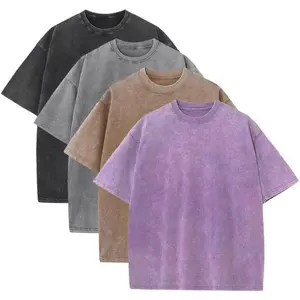 Men’s Plus Size T-Shirt Acid Wash Vintage Tshirts Oversized Casual Basic Tee Short Sleeve Shirts for Man Women