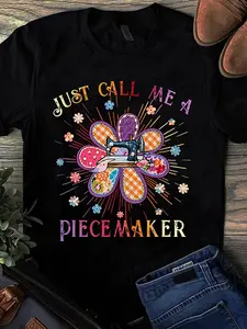 Just Call Me Piecemaker Sewing Quilting T-Shirt| Athletic Fit Casual Tee for Men, Breathable Sport Top, Comfortable Everyday Street Style, Perfect for Training, Running, and Fitness, Vintage Style, Crew Neck, Slight Stretch Fabric, Regular Fit