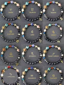 Planet & Constellation Design Beaded Bracelet, Stackable Bracelets, Fashionable Elastic Adjustable Bracelet for Women, Trendy Match & Exquisite Jewelry Gift