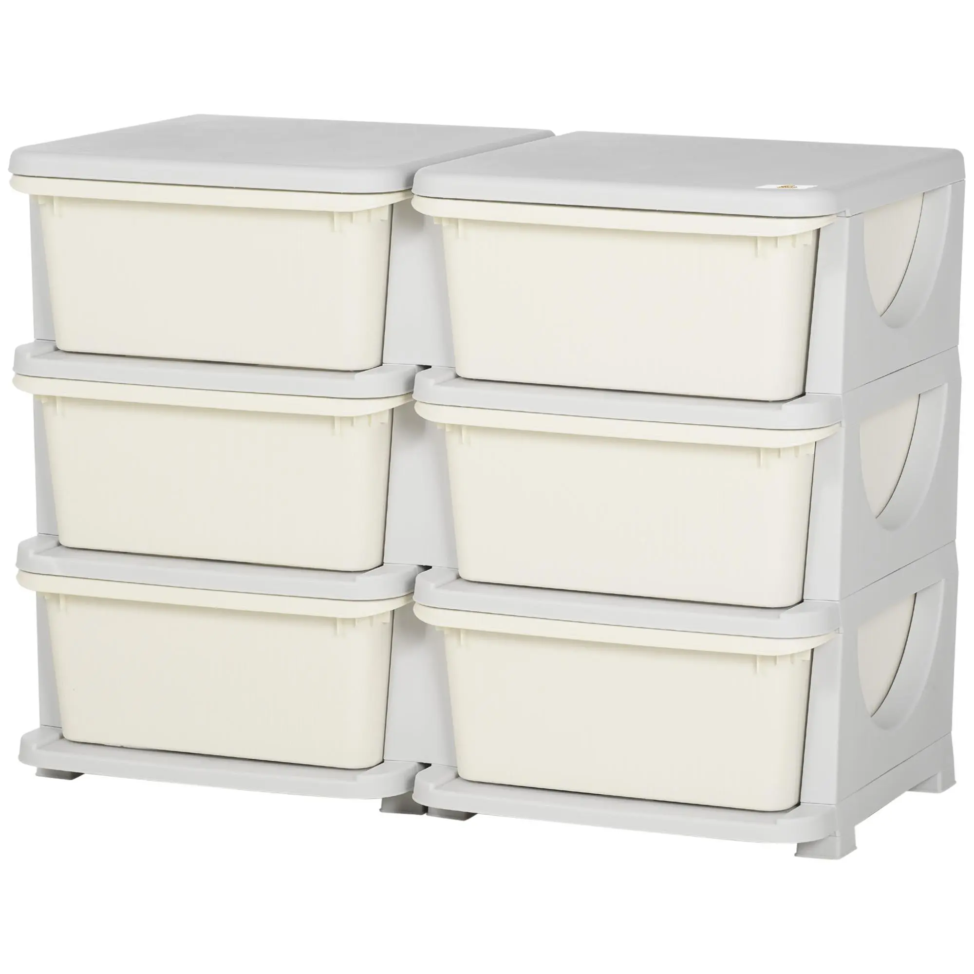 6 Drawer Toy Storage Organizer for Kids, 3 Tier PP Cabinet with 14L Bins, Montessori Style 22.2 Inch Height, Easy Reach Design, Waterproof Stain Resistant, Great for Bedroom Living Room or Kindergarten, Cream