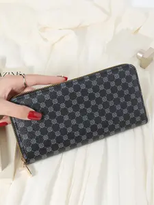 Women's Fashionable Geometric Pattern Long Wallet, Casual Versatile Zipper Card Holder, Trendy All-match Long Wallet for Daily Use