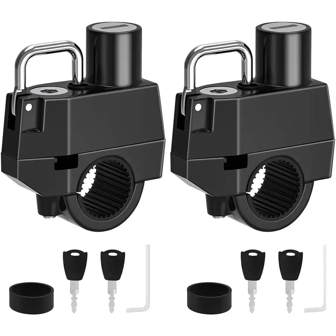 Pack of 2 Motorcycle Helmet Lock, 7/8" Motorbike Helmet Lock, Anti-Theft Helmet Security Lock with 2 Keys Fit for Motorbike Scooter Street Bike
