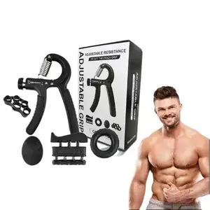 Forearm Grip Strength Trainer Kit 5 Pack Adjustable Hand Gripper Finger Exerciser Grip Ring Stress Ball for Gym Climbing Sports Training