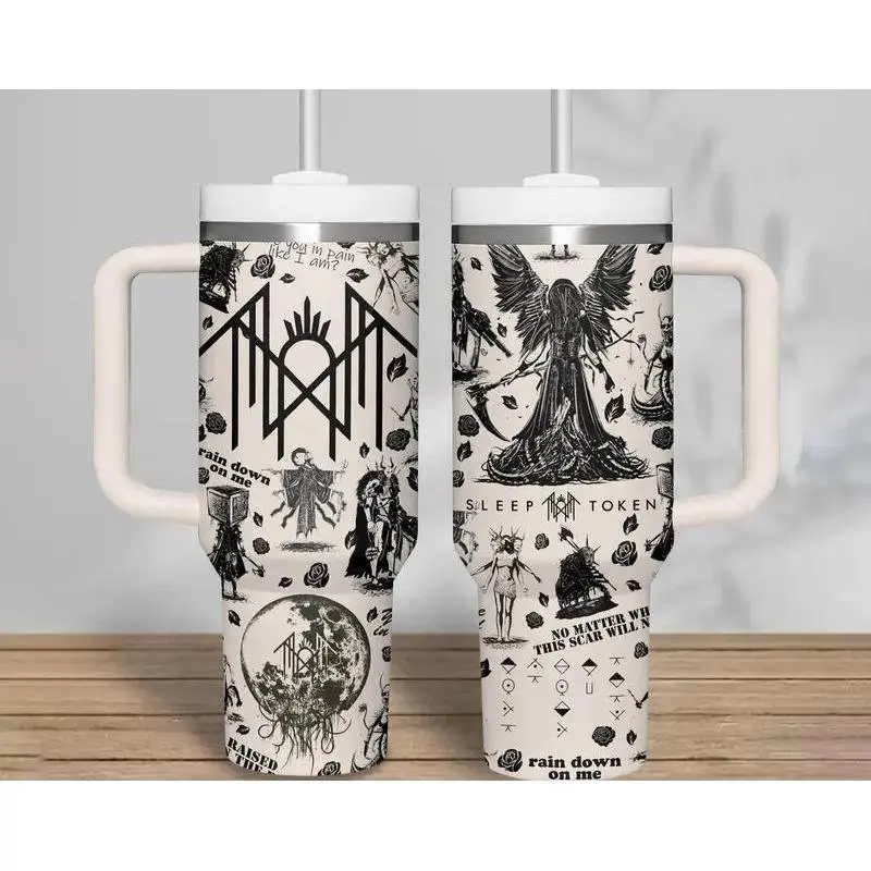 Vintage Sleep Token 40oz Tumbler – Stainless Steel Band Travel Mug, Gift for Music Fans