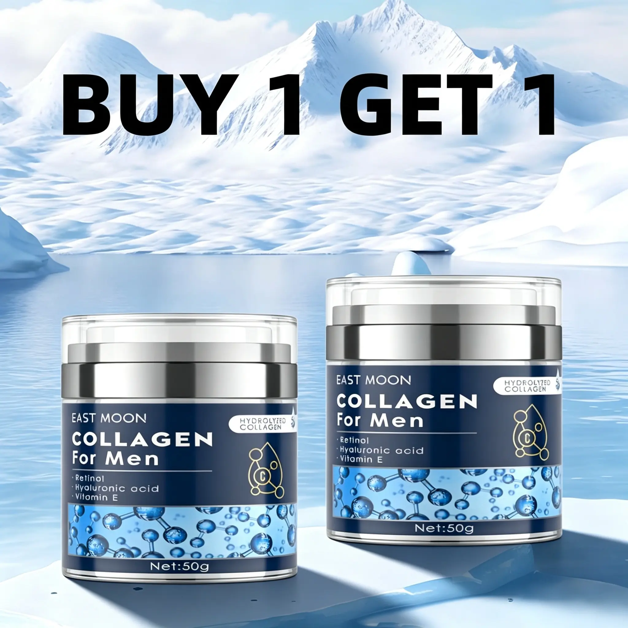 Buy1 Get1 Free！ Collagen Men's Anti-Aging Wrinkle Cream,Men's Face Moisturizer Cream 50g.SkinFirming and Tightening Lotion,Firming Hyaluronic Acid Moisturizer Father‘sdaygift Hydrating Daily Gentle Repair Retinol Sensitive east moon men Father‘s Day Gift