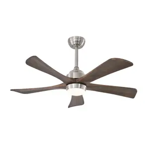 NookNova 42 Inch Wood Blade Nickel Ceiling Fan with Light, 6 Speed Reversible Quiet DC Motor Remote Control Retro Wood Grain Ceiling Fan for Porch Garage Shop
