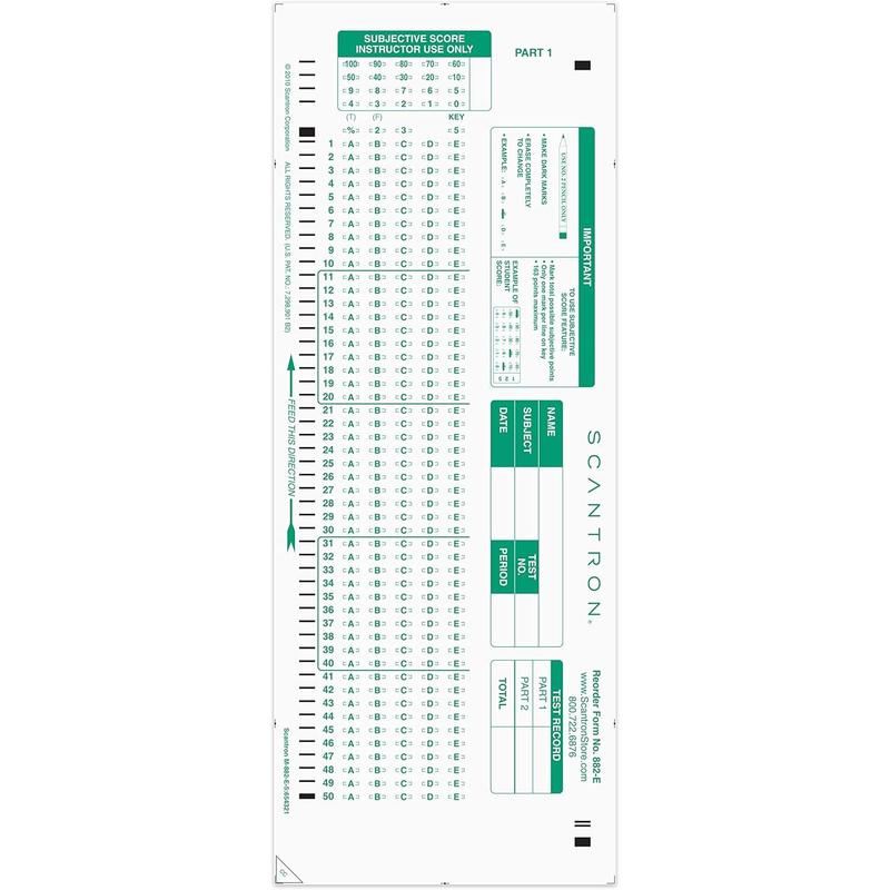 Official Scantron Brand 882-E Answer Sheet