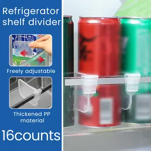 16 Counts Fridge Drawer Divider,Clear Refrigerator Organizer Bins Partition, no tools needed for installation, slides to adjust distance, portable drawer separators board