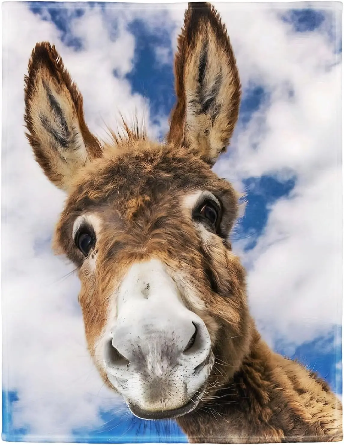 Donkey Print Selfie Blanket, Soft Warm Plush Fleece Throw for Couch, Sofa, Bed