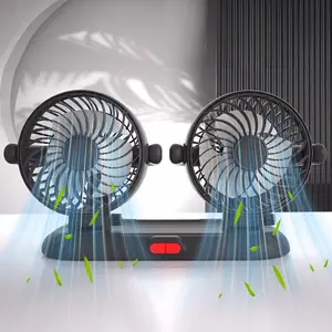 Double Head Car Fan, 360° Rotatable Car Fan with 2 Wind Speeds, USB Powered Strong Airflow Fan for Vehicles, RVs, and SUVs