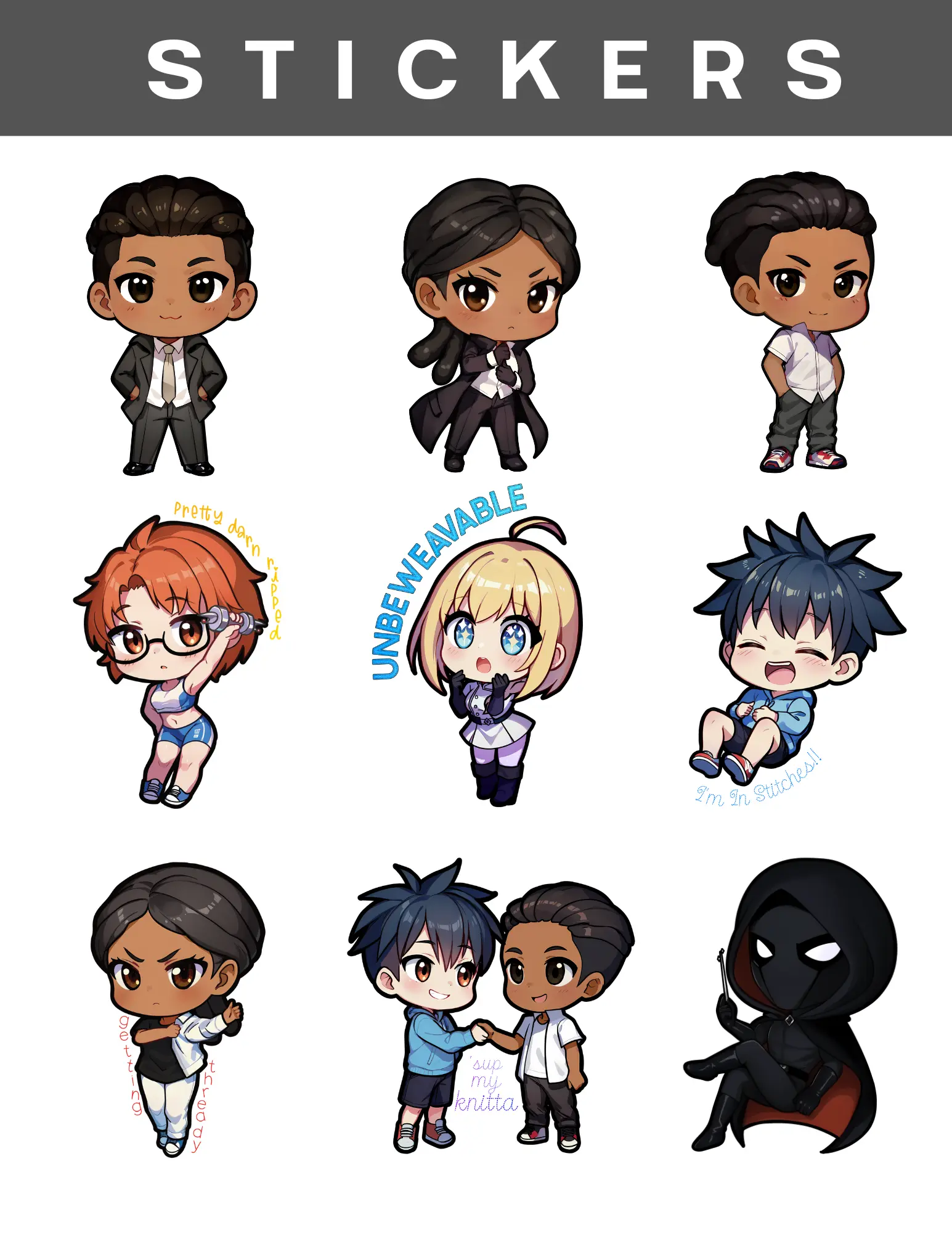 Children of Thread 3 Inch Chibi Stickers