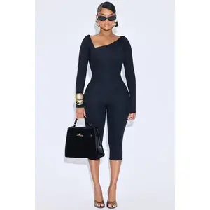 Darcie Double Lined Capri Pant Set - Black