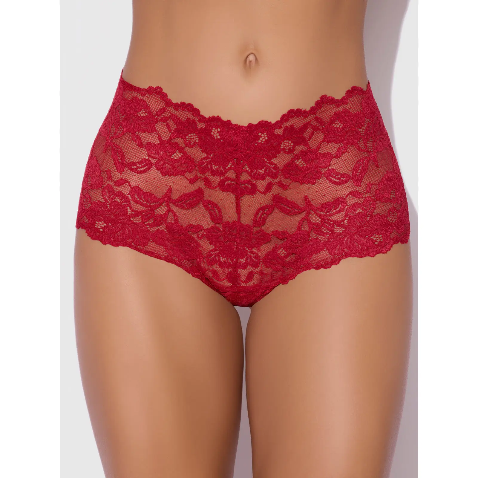 Frederick's of Hollywood Women's Mabel Sexy Floral Lace Cheeky Panty with a Flirty Open Keyhole Back