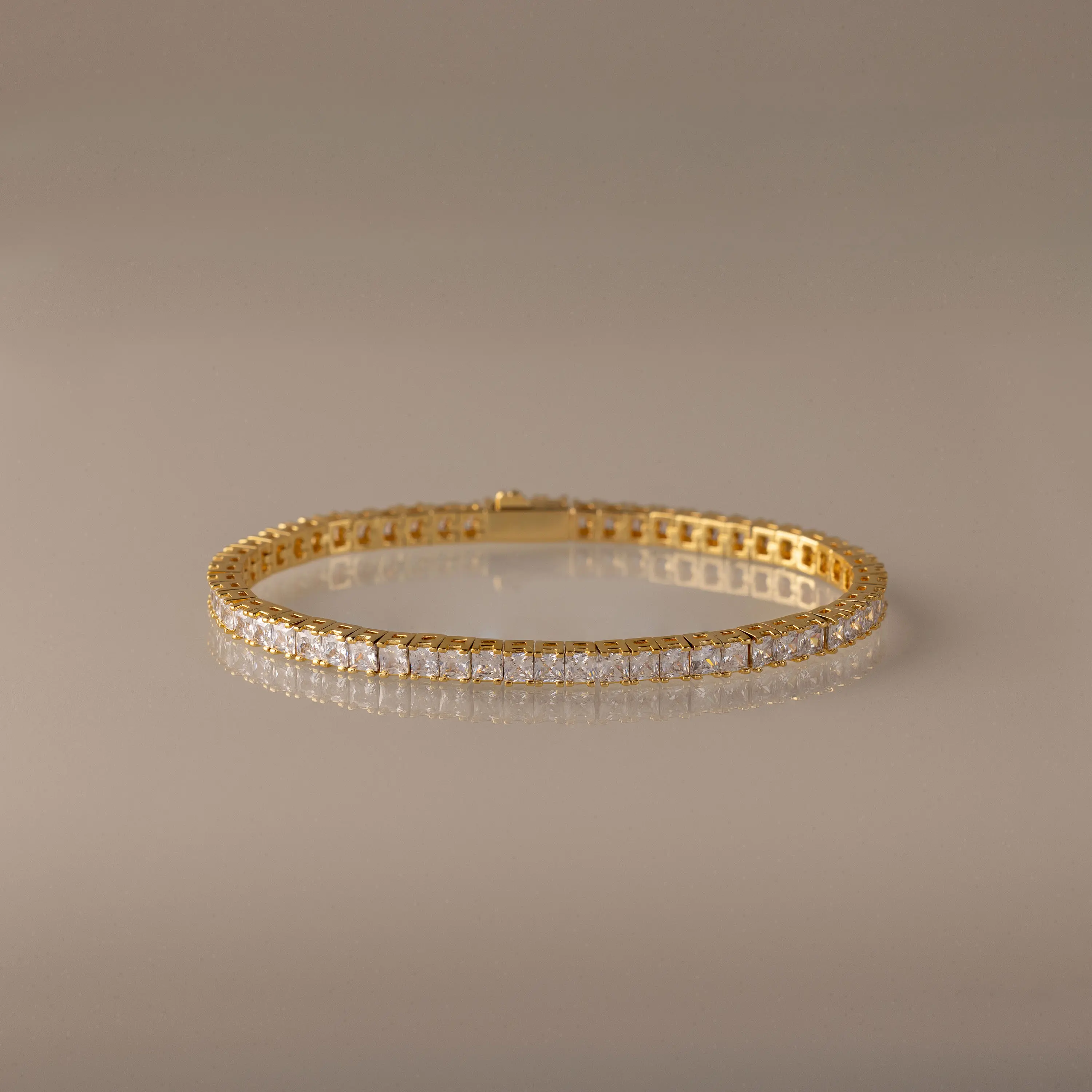 Princess Diamond Tennis Bracelet by Caitlyn Minimalist - Classic Princess Cut Crystal Bracelet in Gold & Silver - Wedding Jewelry - Anniversary Gift