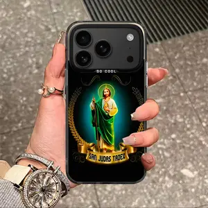 San Judas Tadeo Design for Catholic Faith Casing For iphone 17 16 15 14 13 12 11 X XS SE23 PRO PLUS MAX AIR Hard TPU PET PC Black Silver Hard  Anti-Drop Protective camera protection Tough Phone Cases Shell Shockproof showcases individuality L1445