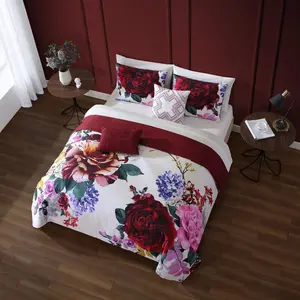 Bebejan Magenta Floral 5 Piece Reversible Comforter Set