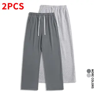 2-Pack Drapey Wide-Leg Sweatpants – Loose Drawstring Lounge Pants, Street Casual Basic Athletic Style