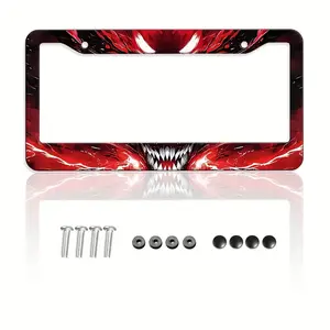 Carnage License Plate Frame, Symbiote Anime JDM Auto Accessories, Red Monster Car Decor Gift for Men