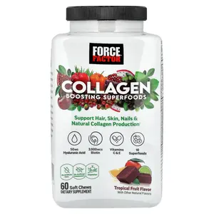 Force Factor Collagen Boosting Superfoods, Tropical Fruit, 60 Soft Chews