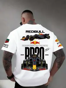 F1 Rb20 Car Graphic Short T-Shirt, Formula 1 Motorsport Apparel, Slim Fit Sporty Streetwear Style, Ideal for Racing & Daily Wear