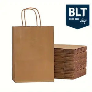 Hot selling styles 250pcs BLT Brown Paper Bags With Handles Bulk 13×10×5 Inch Gift Bags Bulk, Brown Kraft Paper Bags, Shopping Bags, SOS Bags, Recyclable Paper Bags