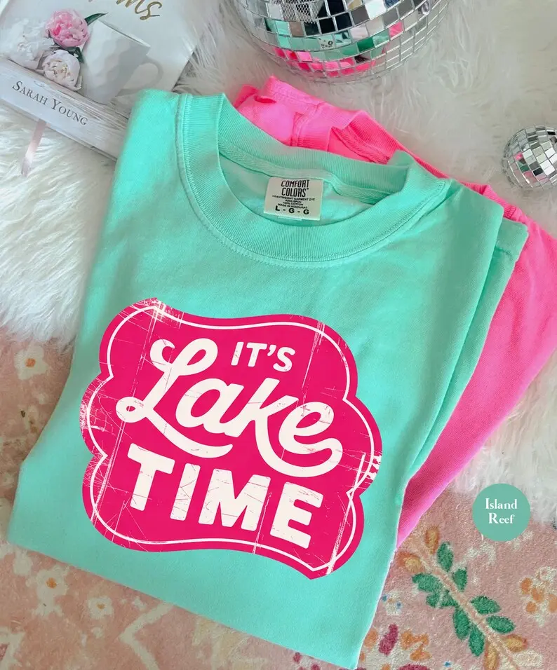 Comfort Colors It's Lake Time TShirt | Summer Boating Vacation T-Shirt | Lake Tee | Camping Summer TShirt | Boho Lake Life Graphic Tee