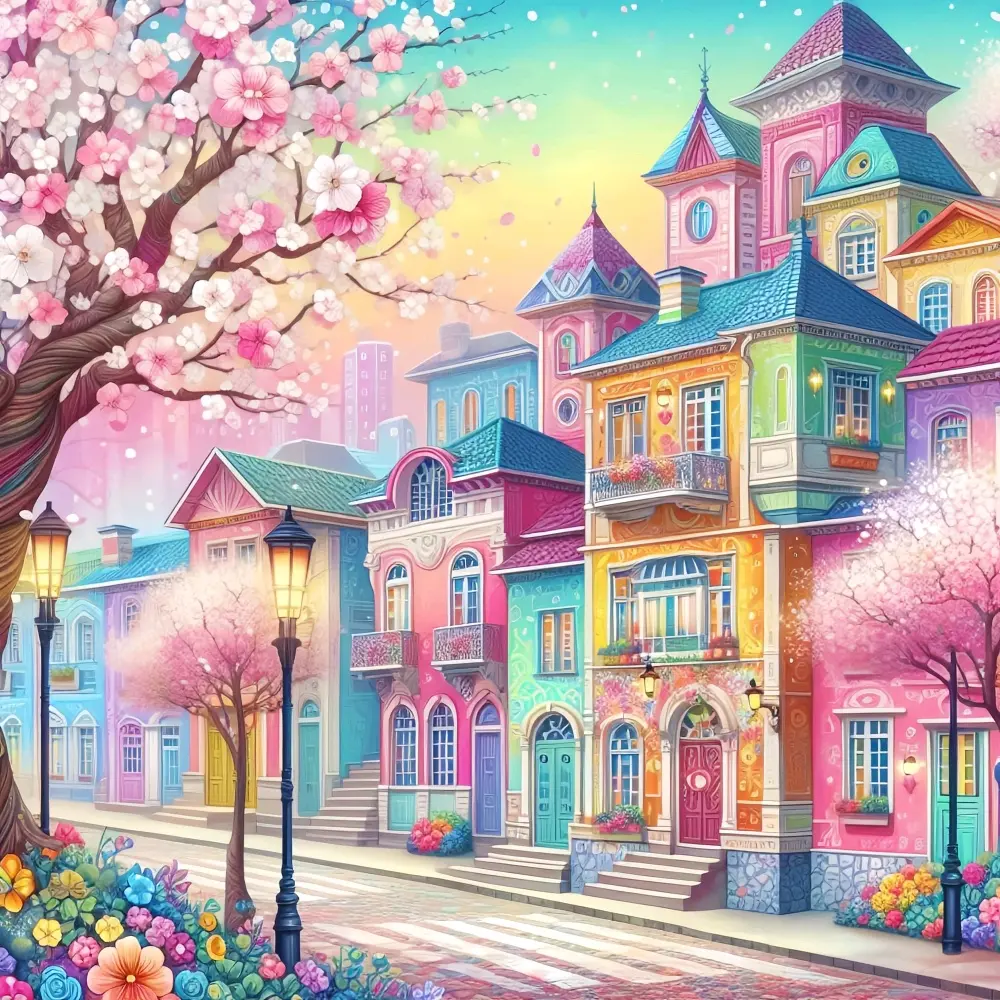 Pink Landscape Diamond Painting Kit Square Round Diamond 5D DIY Mosaic Handmade Art Adult Exquisite Gift Crafts Home Decor