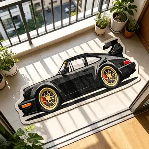 American Retro Boho Rug, Cartoon Sports Car Print, Soft Washable Carpet for Living Room Bedroom, Modern Luxury Home Decor, Boho Runner Rug, Boho Graphic Rug, Boho Area Rug