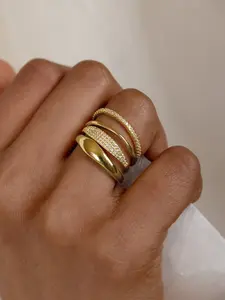 Women's Four-Piece Copper Inlaid Zircon Stacking Ring Set, Fashion Stackable Rings, Minimalist Design for Daily Wear, Elegant Jewelry Gift for Loved Ones