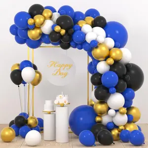 Blue Black White  Balloon Garland Arch Kit, 127 count Black White Royal and Metallic  Balloons Arch for Men Women Birthday Anniversary Video  Outer Space Graduation Party Decoration