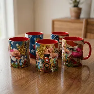 JOJO SBR “Funny Valentine Love Train” Original Design Collector’s Mug, Ceramic Coffee Cup, Red Interior, Anime Merch, Geek Gift, Unique Art Design