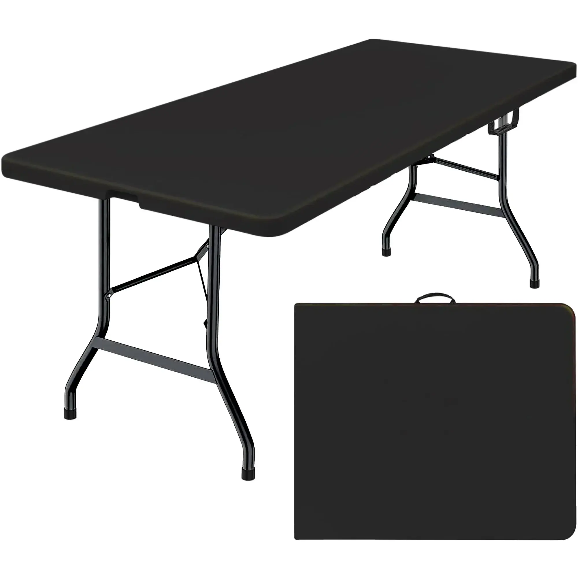6-Ft Fold-in-Half Plastic Table - Indoor & Outdoor Furniture for Picnic, Party, Camping Dining Use