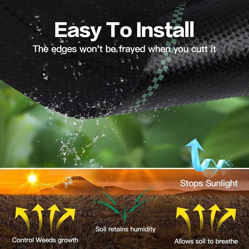 4ft x 115ft weed barrier landscape fabric premium heavy duty woven garden ground cover weed block control mat cloth for gardening planting farming landscaping flower bed driveway