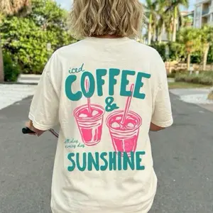 Iced Coffee and Sunshine TShirt, ORIGINAL DESIGNER, Front and Back Design Comfort Colors Summer Tshirt, Coffee Lover Gift, Trendy Coffee Graphic Tee, Iced Coffee Tshirt