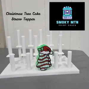 3D Printed Christmas Tree Cake with Santa Hat Straw Topper
