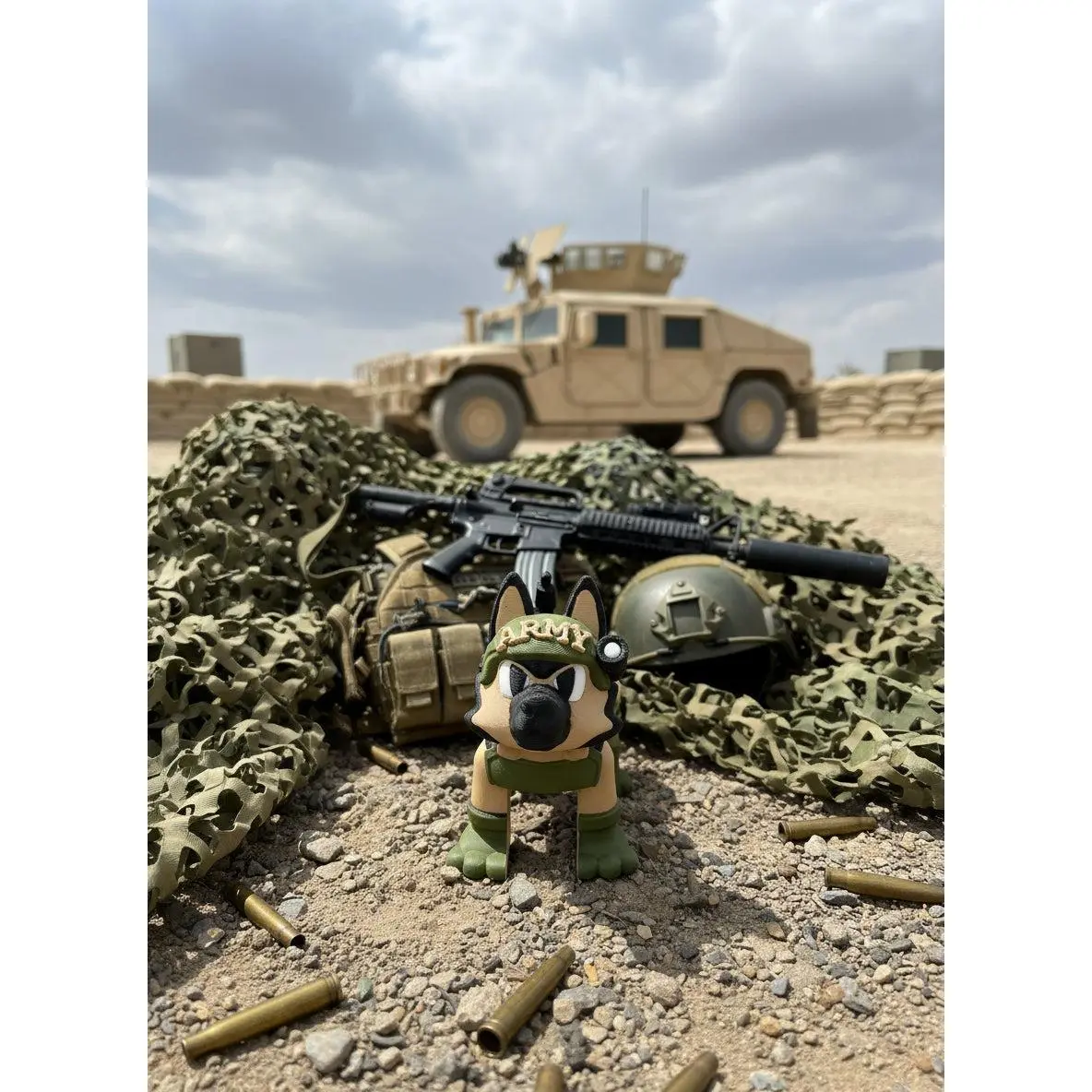 Army Print Articulated Fidget German Shepherd Military K9 Figurine - Decor Statue, Articulated Toy, Gift for Home Supplies Enthusiasts
