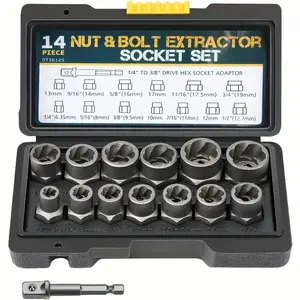 14-Piece Socket Set & Bolt/Nut Extractor Kit with Storage Case – Ideal for Automotive, Mechanical & Home Repairs