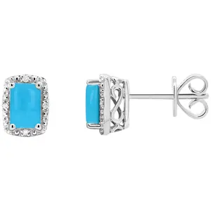 Affinity Gems Emerald Turquoise & Diamond Earrings, Sterling