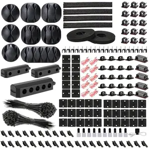 367-Piece Cable Management Tool Kit, Includes 4 Cable Sleeves, 43 Clips, 10 Wire Holders, 22 Ties, 20 Wall Mounts, 200 Fasteners