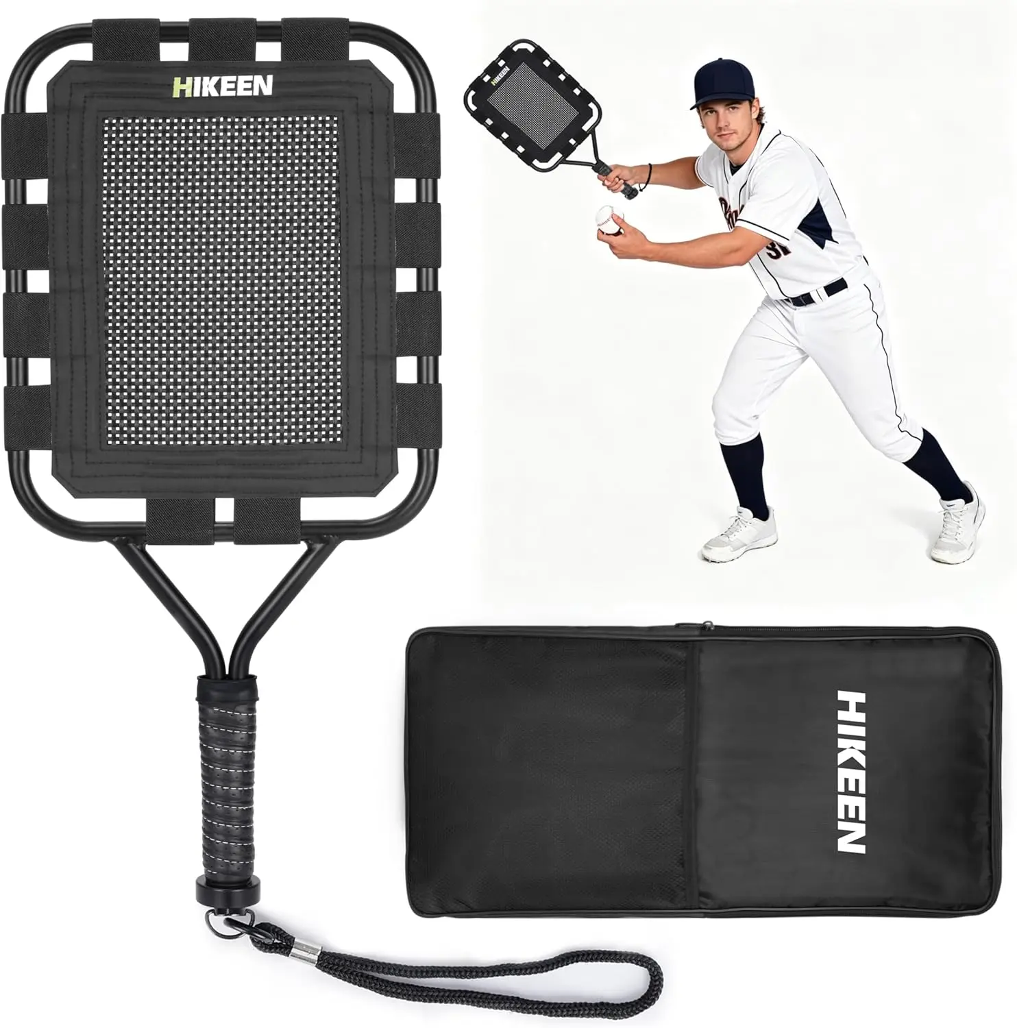 Hikeen Baseball Racket for Fly Balls – Wide Elastic Bands Fungo Bat for Coaches, Help Players Practice Pop Flies, Ground Balls & Line Drives softball swing trainer