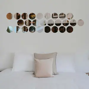 12 Pack Round Acrylic Mirror Wall Stickers, Removable Wall Decals For Home Decor - 6"