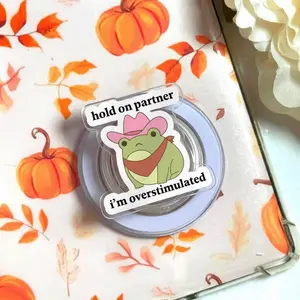 Funny Overstimulated Meme Phone Grip, Sarcastic Anti-Social Reader Magsafe Holder for Kindle, Aesthetic Introvert eReader Kickstand, Cute Reading Escape Gift