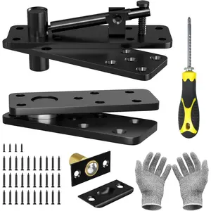 Hidden Door Hinge, Heavy Duty Door Hinges Load Capacity up to 620LBS, Door Hinge Kit Pivot Hinge Silent 360 ° Rotation, Black Hidden Door Hinges for Secret Door or Hidden Door Bookcase