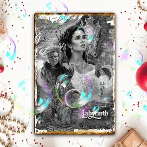 1pc Vintage Metal Metal Sign with Labyrinth Movie Artwork - Retro Tin Poster for Home, Bar, Cafe Wall Decor - Christmas Gift, Holiday Ornament, Aesthetic Room & Bedroom Decoration, Metal Wall Art Decor, 2D Flat, Perfect for Roo