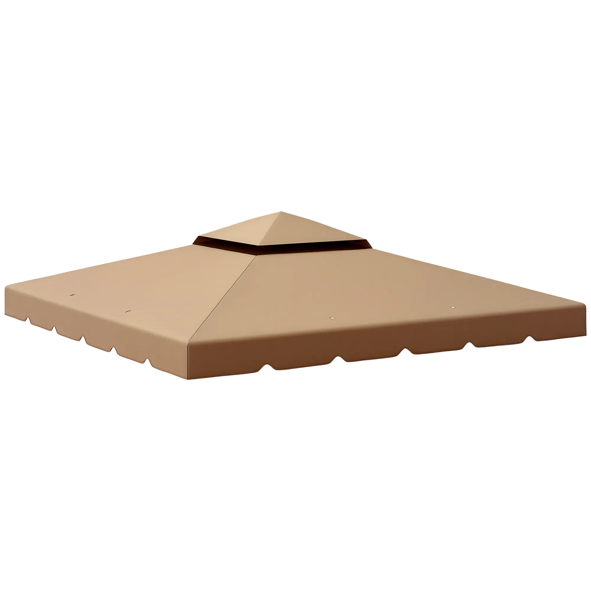 10' x 10' 2-Tier Gazebo Replacement Canopy, Khaki PA-Coated Waterproof UV-Resistant Outdoor Top, Wind-Ventilated Mesh Design with Rain Drain Holes, Touch Fastener Easy-Install Cover for 9.8'x9.8' Gazebo Frames