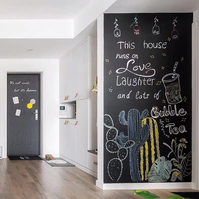 Blackboard Wallpaper Self Adhesive DIY Removable Reusable Erasable Chalkboard Sticker