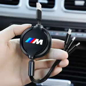 3-in-1 Interface Car Charger Data Cable Safe Fast Charging Scalable Data Cable Accessories For Bmw M Performance G30 G32 3 4 5 7 M3 M4 M5 X1 X3 X5 X6 X4 E61 E60 E31