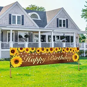 Sunflower Birthday Banner and Sign Party Decorations for Women and Girls Happy Birthday Theme Indoor Outdoor Photo Background